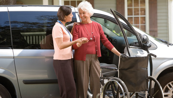 wheelchair patient transportation in spring